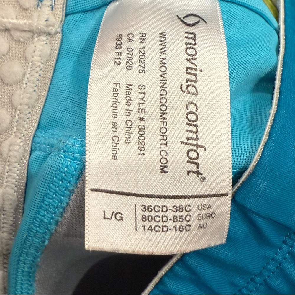 Moving Comfort Teal and Lime Sports Bra - Picture 6 of 7